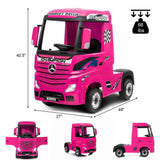 Electric Kids Toy Mercedes Benz Actros Remote Control Pink Ride-on Car 12V