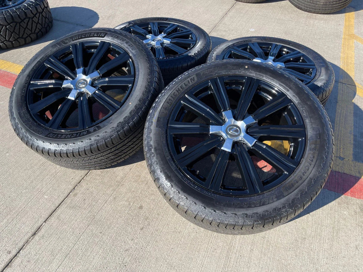 21" Lexus LX570 Toyota Land Cruiser OEM 74341 black wheels rims tires NEW Texas Truck Tire