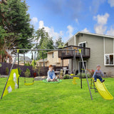 Six-Function Green and Blue Metal and Plastic Swingset with Net Swing
