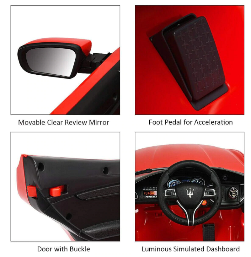 12V Maserati Ghibli Kids Ride-On Car in Red - Distressed Packaging Included