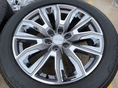 22" GMC Yukon Chevy Tahoe Escalade OEM chrome 95513 14134 wheels rims tires Texas Truck Tire