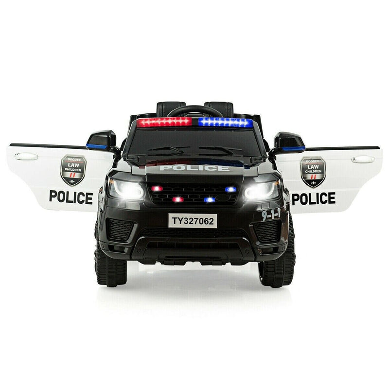 12V Electric Police Car for Kids with Rechargeable Battery, Music and Bluetooth Sounds