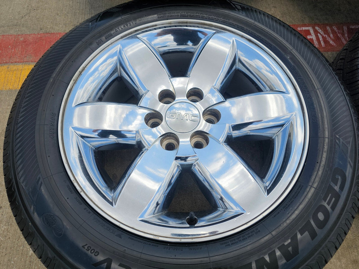 20" GMC Yukon Sierra Chevy Tahoe OEM 5420 CHROME wheels rims YOKOHAMA Texas Truck Tire