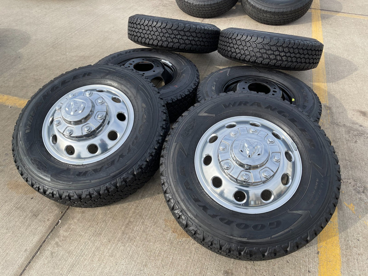 17" Dodge Ram 3500 Dually Laramie 8x200 wheels rims 2701 2702 OEM GOODYEAR Texas Truck Tire