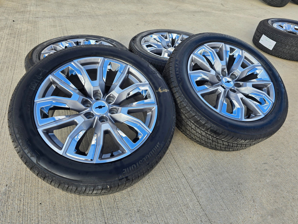 22" GMC Yukon Chevy Tahoe Escalade OEM chrome 95513 wheels rims tires NEW Texas Truck Tire