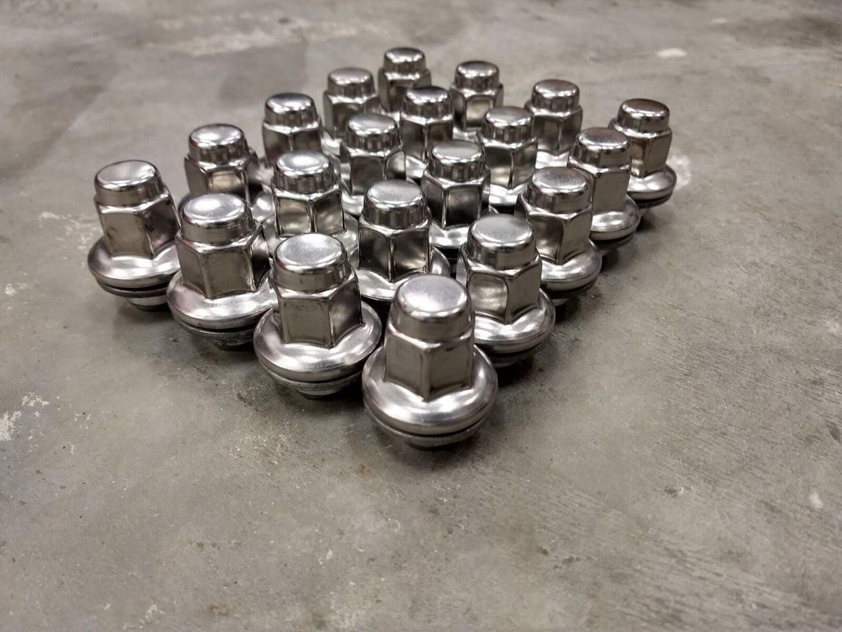 20) 14x1.5 OEM Toyota Tundra lug nuts washer polished LX570 Sequoia Land Cruiser Texas Truck Tire