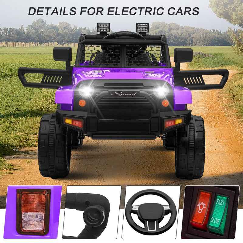 12V Kids Ride-On Truck with Power Wheels, LED Lights, and Parental Remote Control