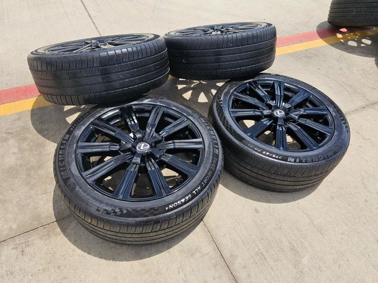 21" Lexus LX570 Toyota Land Cruiser OEM 74341 black wheels rims tires Texas Truck Tire
