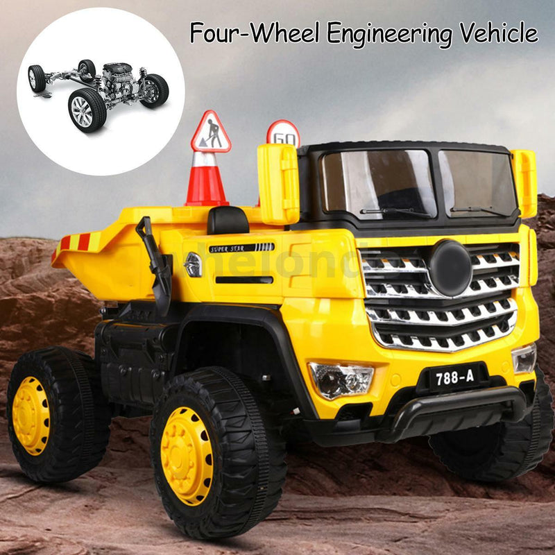 12V Battery-Operated Children's Dump Truck 2 Seater RC Electric Scoop