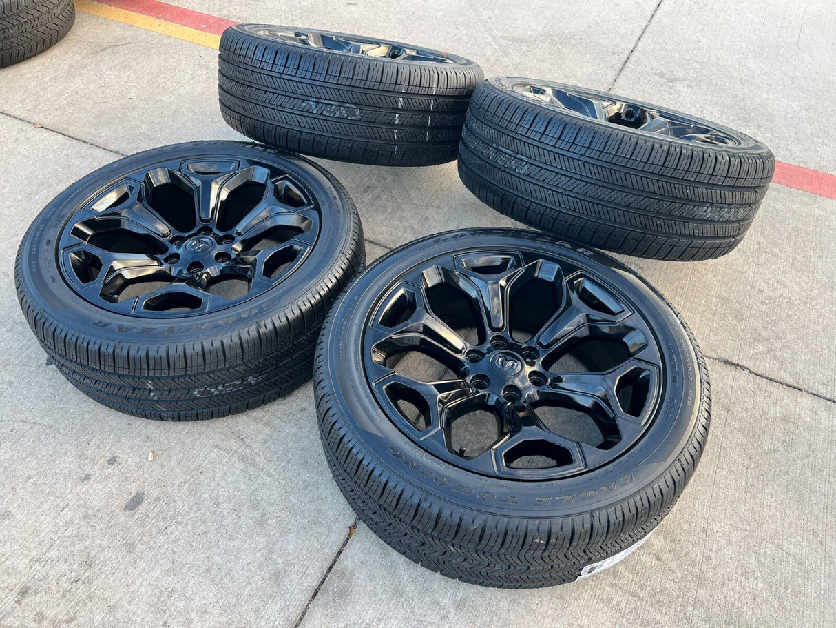 22" Dodge Ram 1500 OEM Laramie rims wheels tires 2685 black NEW Texas Truck Tire