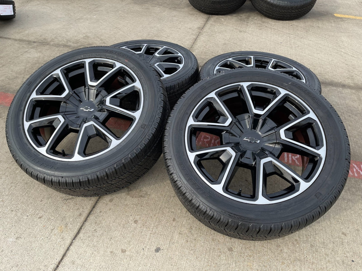 22" Chevy Tahoe Suburban RST OEM 14035 black wheels rims Silverado GENERAL Texas Truck Tire