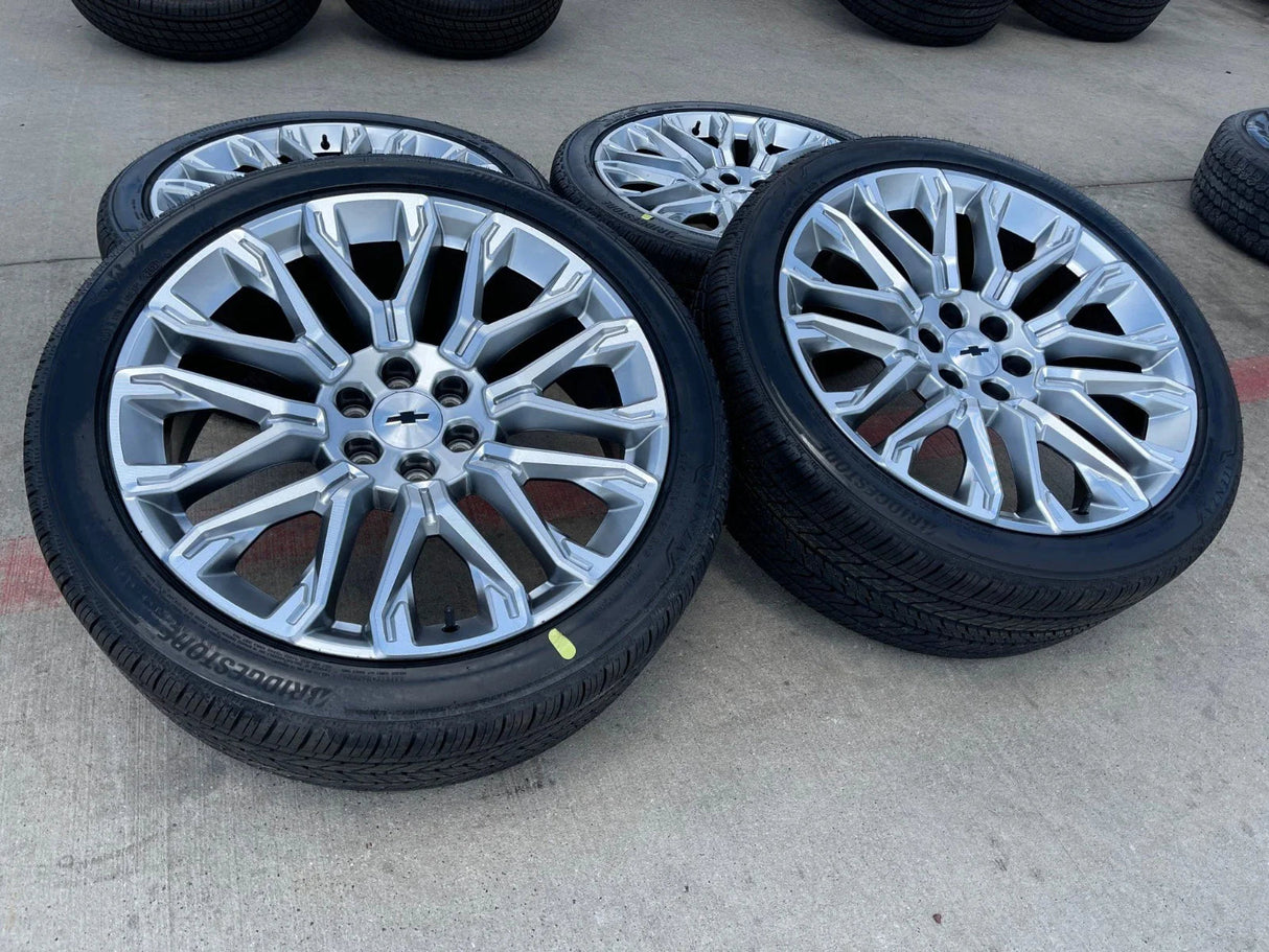 24" Chevy Tahoe LTZ GMC Yukon Sierra Denali OEM wheels rims tires 2025 2026 NEW Texas Truck Tire