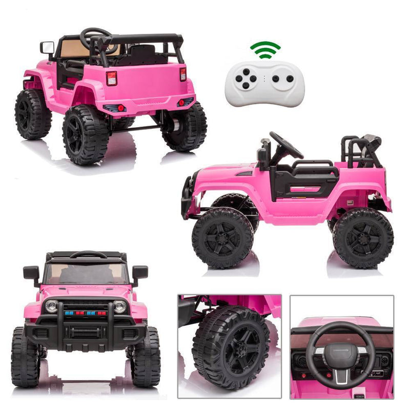 12V Pink Ride-On Truck for Kids with Parent Remote Control