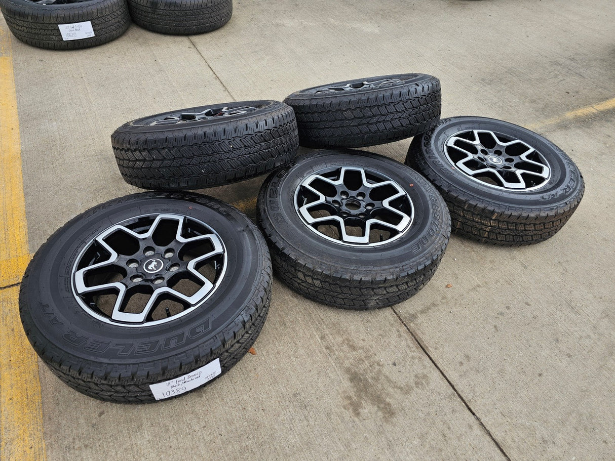 18" Ford Bronco wheels rims tires black 95213 Ranger tires BRIDGESTONE DUELER AT Texas Truck Tire