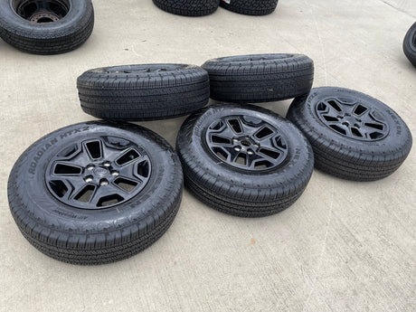 17" Jeep Wrangler Gladiator OEM wheels rims 9118 black tires NEW Texas Truck Tire