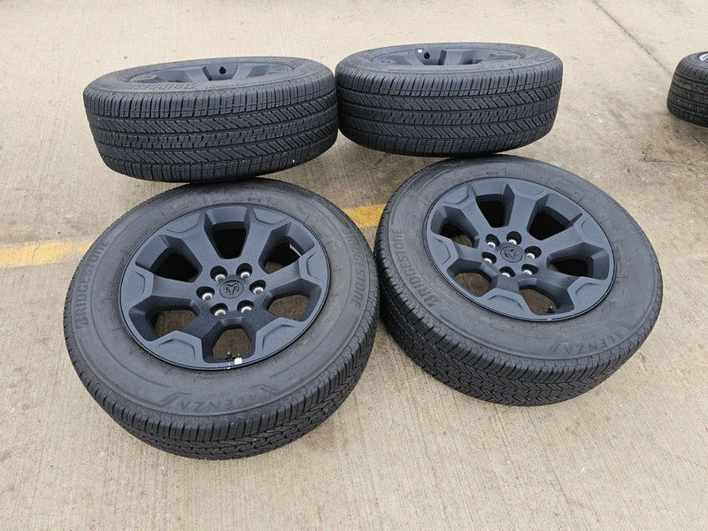 20" Dodge Ram 1500 OEM Laramie Black 2680 wheels rims 2024 2025 2026 BRIDGESTONE Texas Truck Tire