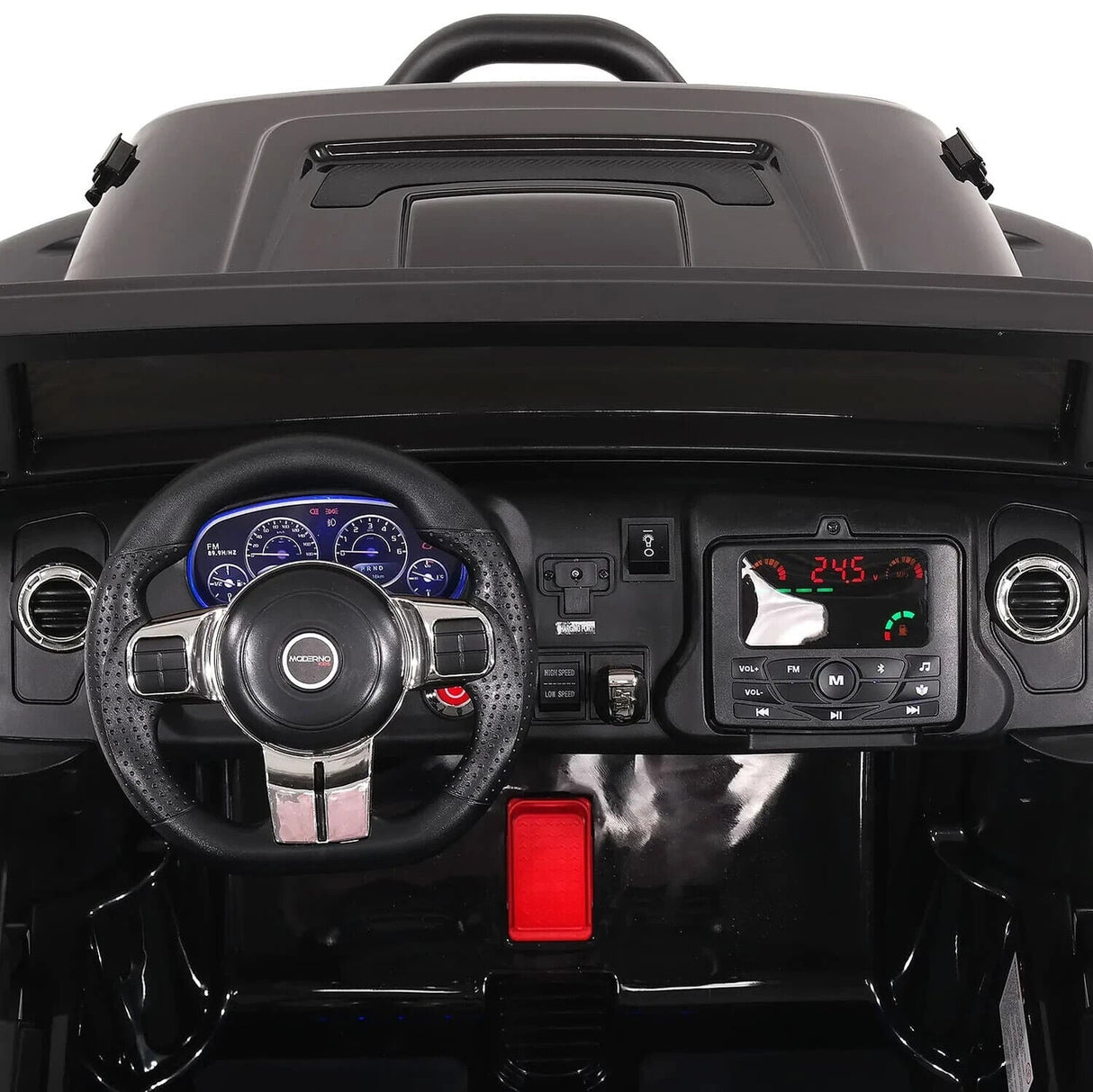 24V Dual Seater Children's Electric Police Vehicle, Off-Road Truck Jeep, 2 High-Powered Engines, Pneumatic Wheels, Remote Control Operation