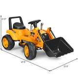 6V Battery Powered Kids Excavator Tractor with Digging Bucket - Yellow