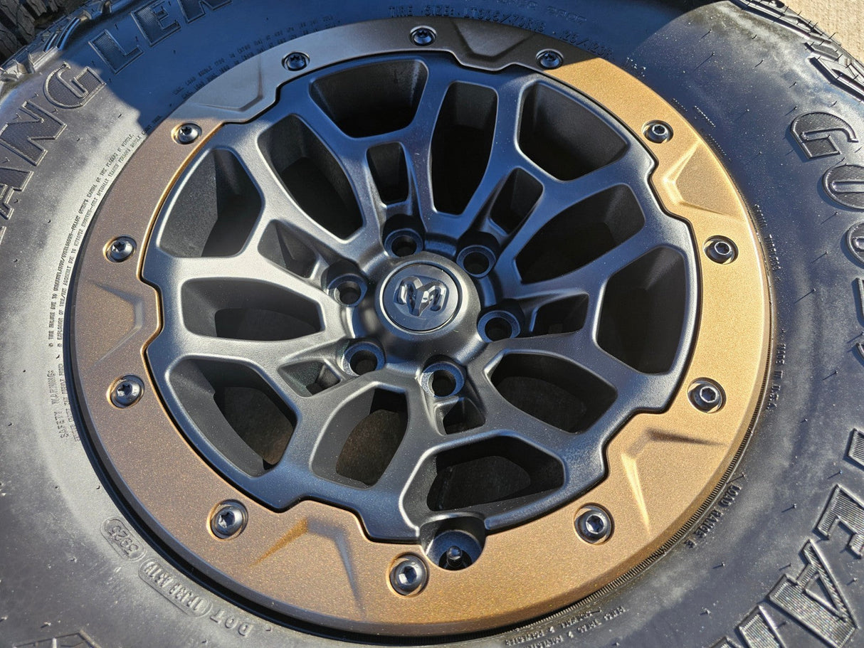 18" Dodge Ram 1500 TRX Beadlock OEM bronze RHO wheels rims 2735 tires NEW 35" Texas Truck Tire