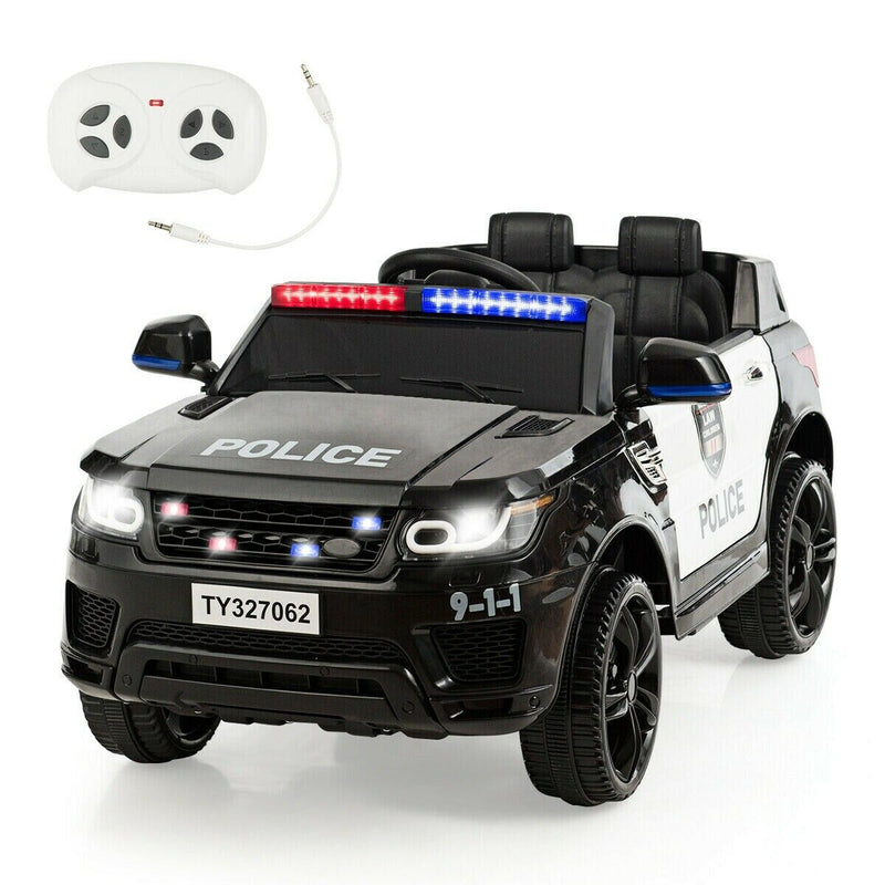 12V Electric Police Car for Kids with Rechargeable Battery, Music and Bluetooth Sounds