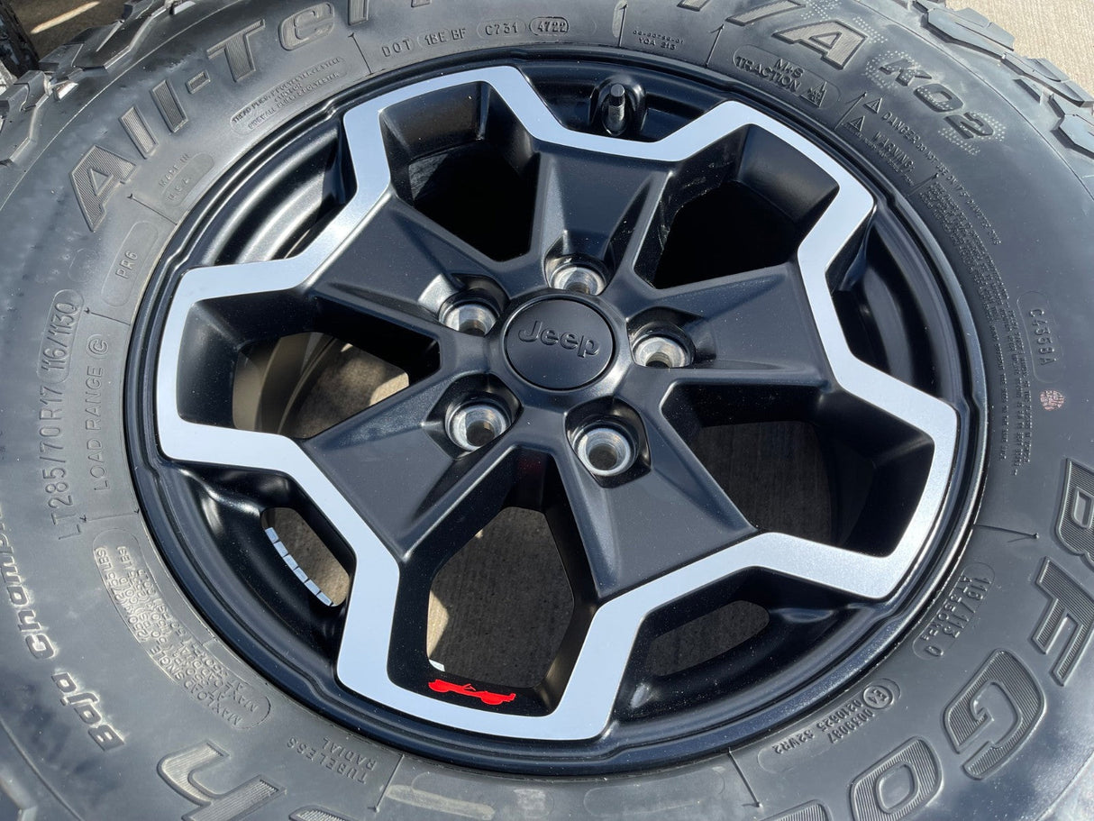 17" Jeep Wrangler Gladiator RUBICON OEM wheels rims tires 9237 black BFG KO2 A/T Texas Truck Tire