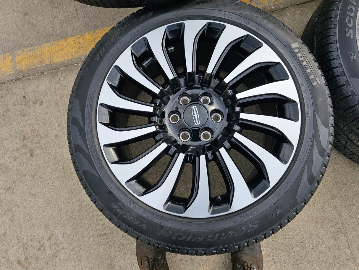 22" Lincoln Navigator OEM rims wheels 10499 95383 Black Label 2023 2024 2025 Texas Truck Tire