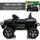 Police Truck RC Ride-On Car for Kids with Remote Control, LED Lights, and MP3 Player - Black