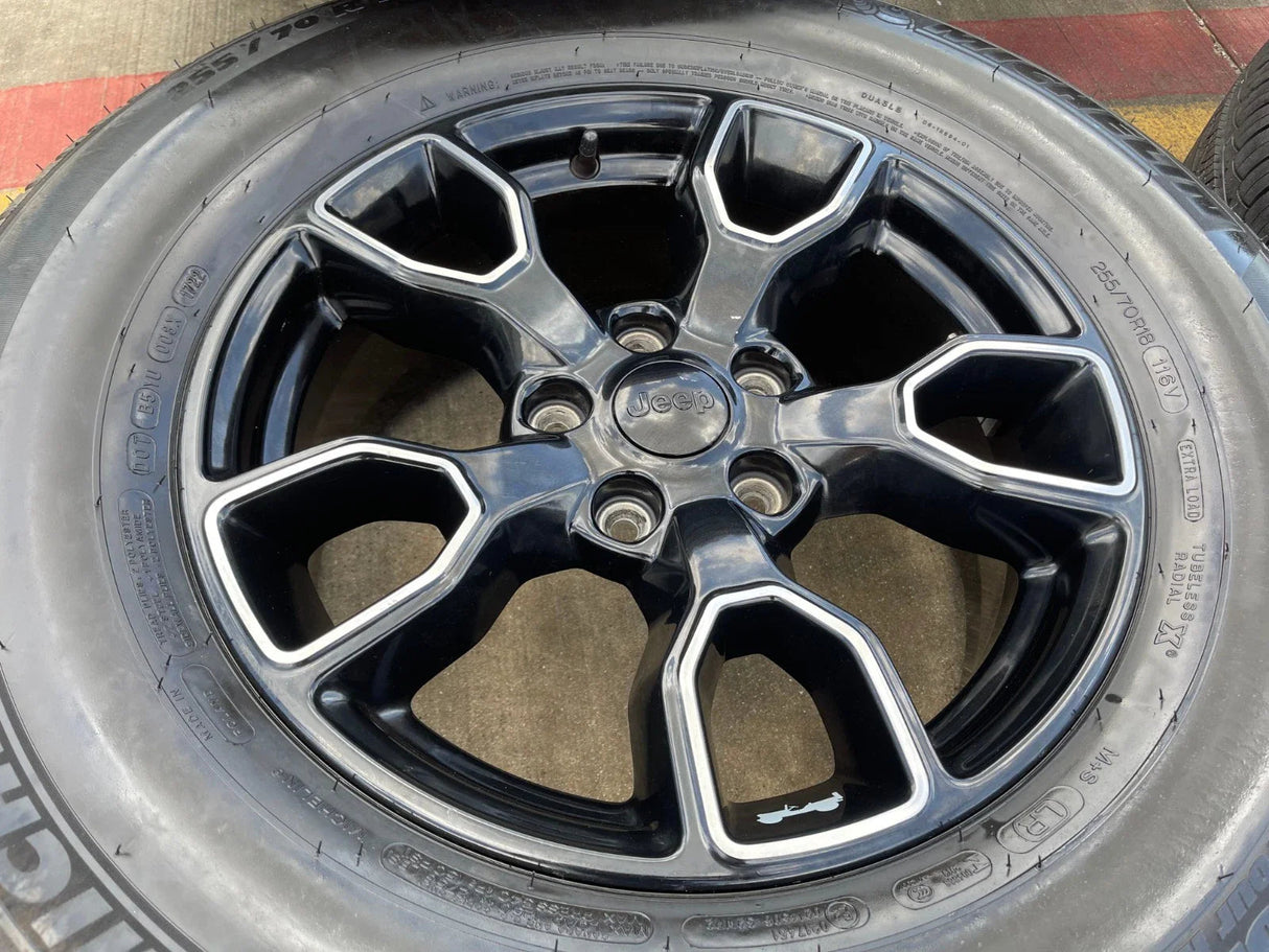 18" Jeep Wrangler SMOKY MOUNTAIN Black OEM 9198 wheels rims tires MICHELIN NEW Texas Truck Tire