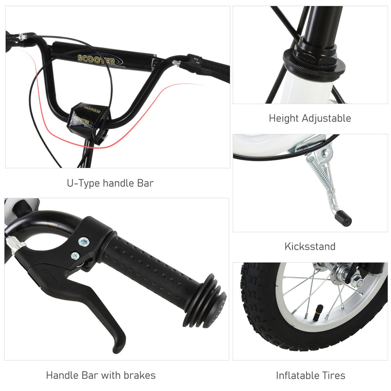 Youth Scooter with 12-Inch Inflatable Front Wheel and Dual Front & Rear Caliper Brakes
