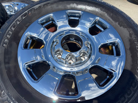 20" Ford F-250 F-350 OEM 10295 25085 10552 chrome Lariat wheels rims tires Texas Truck Tire