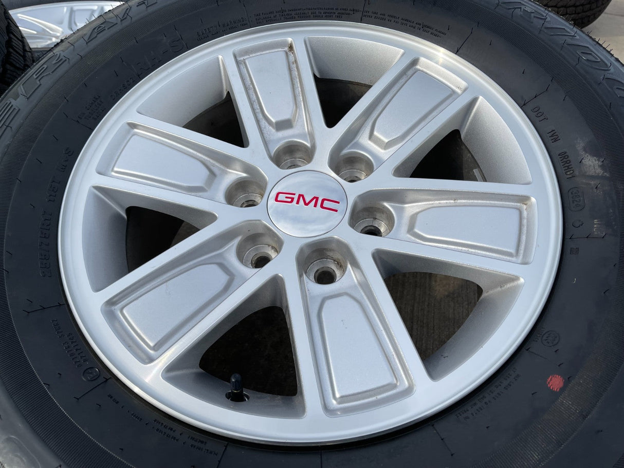 17" GMC Sierra Yukon Chevy Silverado Tahoe OEM 5654 wheels rims BRIDGESTONE A/T Texas Truck Tire