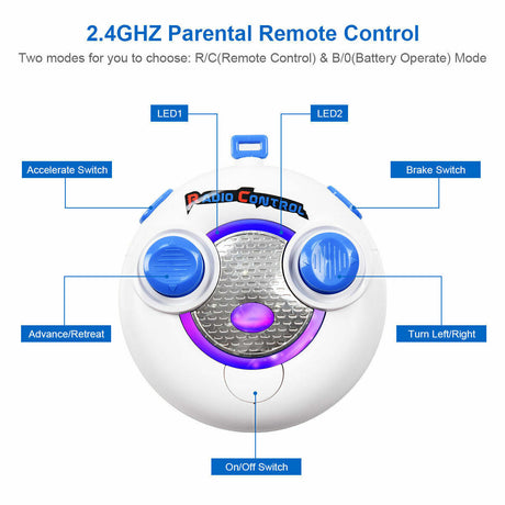 HoneyJoy 6V Kids Ride On Car with RC Remote Control, Battery Powered and LED Lights
