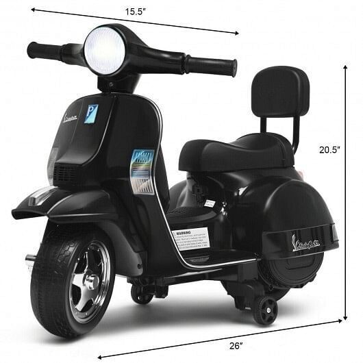 6V Kids Black Vespa Scooter Motorcycle for Toddlers