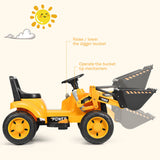 6V Battery Powered Kids Excavator Digger Tractor with Digging Bucket - Yellow