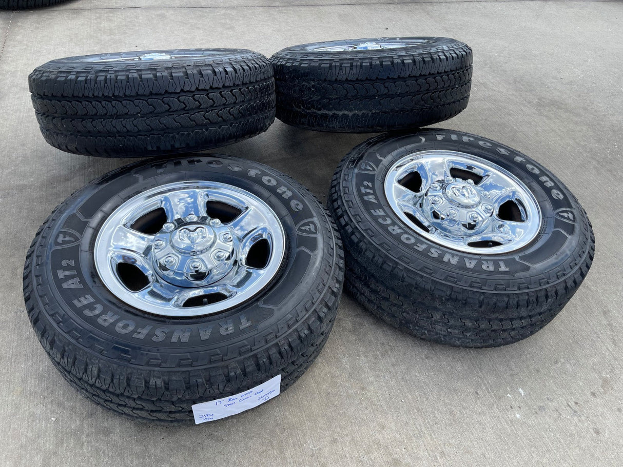 17" Ram 2500 3500 Laramie Power Wagon OEM 2186 wheels rims FIRESTONE A/T2 Texas Truck Tire