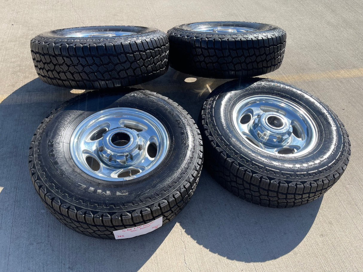 16" Ford F-250 F-350 Excursion OEM 3408 polished wheels rims tires Texas Truck Tire