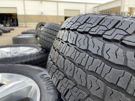 20" Ford F-150 Expedition OEM rims wheels polished 10004 tires GOODYEAR A/T Texas Truck Tire