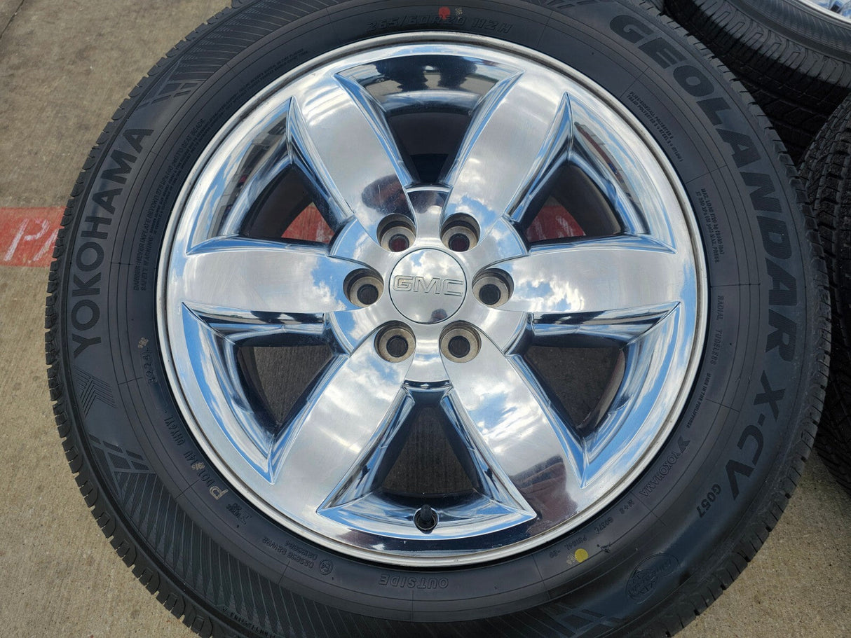 20" GMC Yukon Sierra Chevy Tahoe OEM 5420 CHROME wheels rims YOKOHAMA Texas Truck Tire