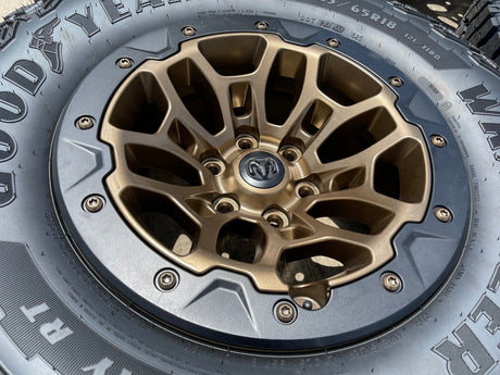 18" Dodge Ram 1500 TRX Beadlock OEM bronze RHO wheels rims 2735 tires 35" NEW Texas Truck Tire