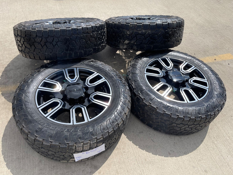20" GMC Sierra AT4 2500 3500 OEM wheels rims 5950 Silverado tires TOYO A/T3 Texas Truck Tire