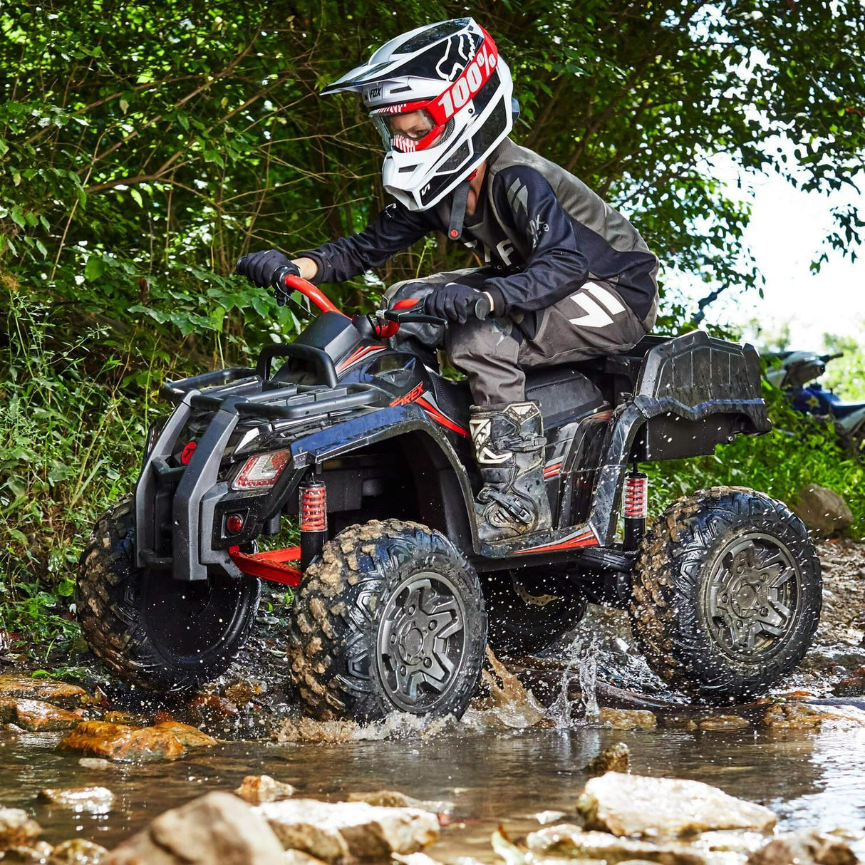 Children's Ride-on Toy Quad Vehicle 4-Wheeler ATV 8 MPH 24V Rechargeable Battery Black