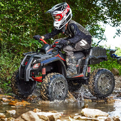 Children's Ride-on Toy Quad Vehicle 4-Wheeler ATV 8 MPH 24V Rechargeable Battery Black