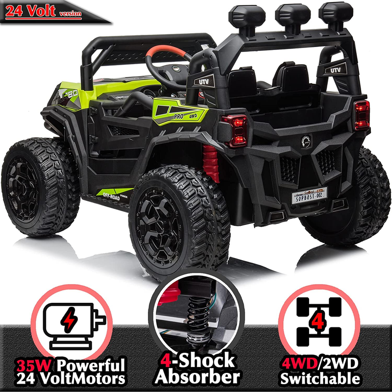 Remote Controlled Kids Electric 4x4 Truck Ride-on Toy - 24V Quad ATV