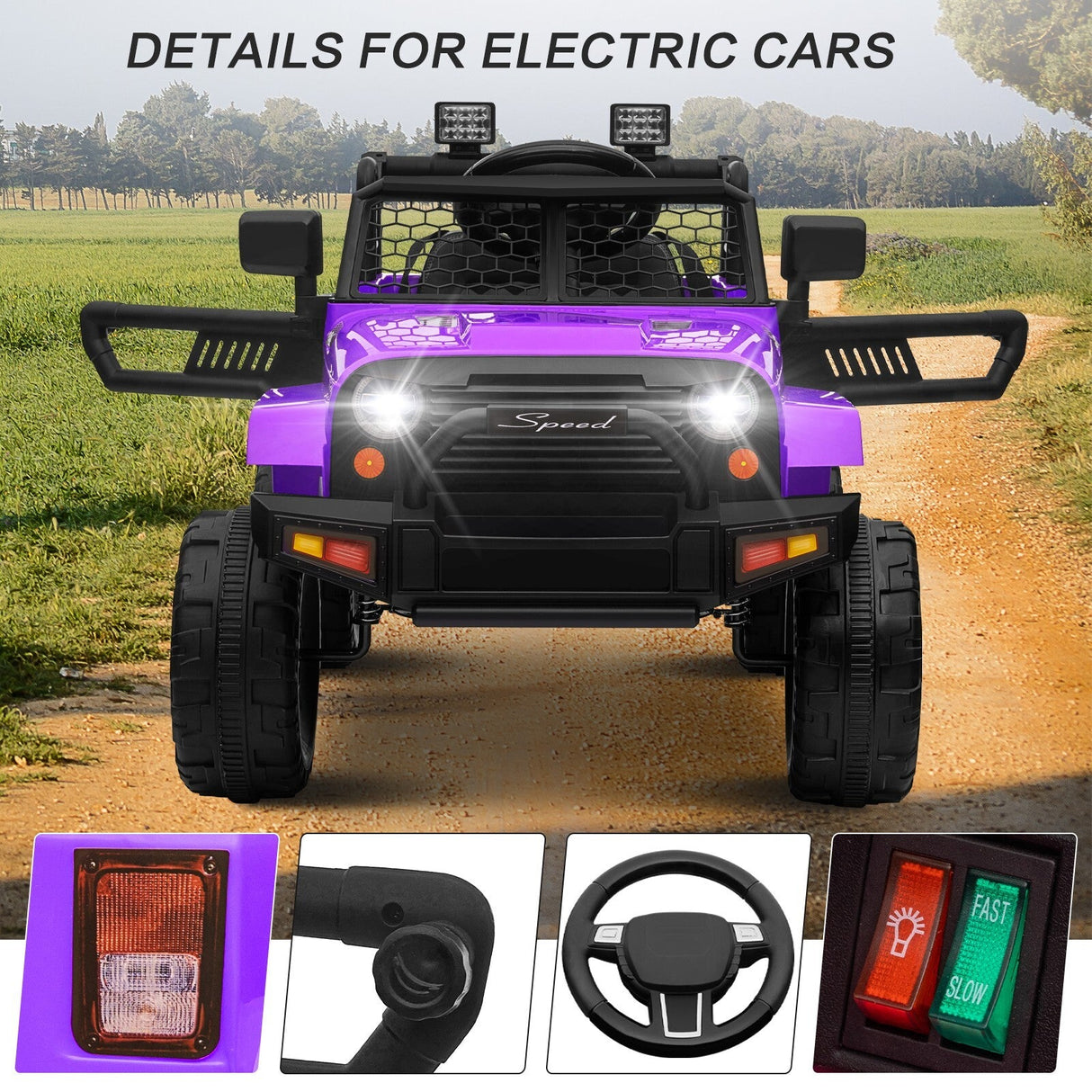 12V Kids Ride-On Power Wheels Remote Control Truck Vehicle Purple