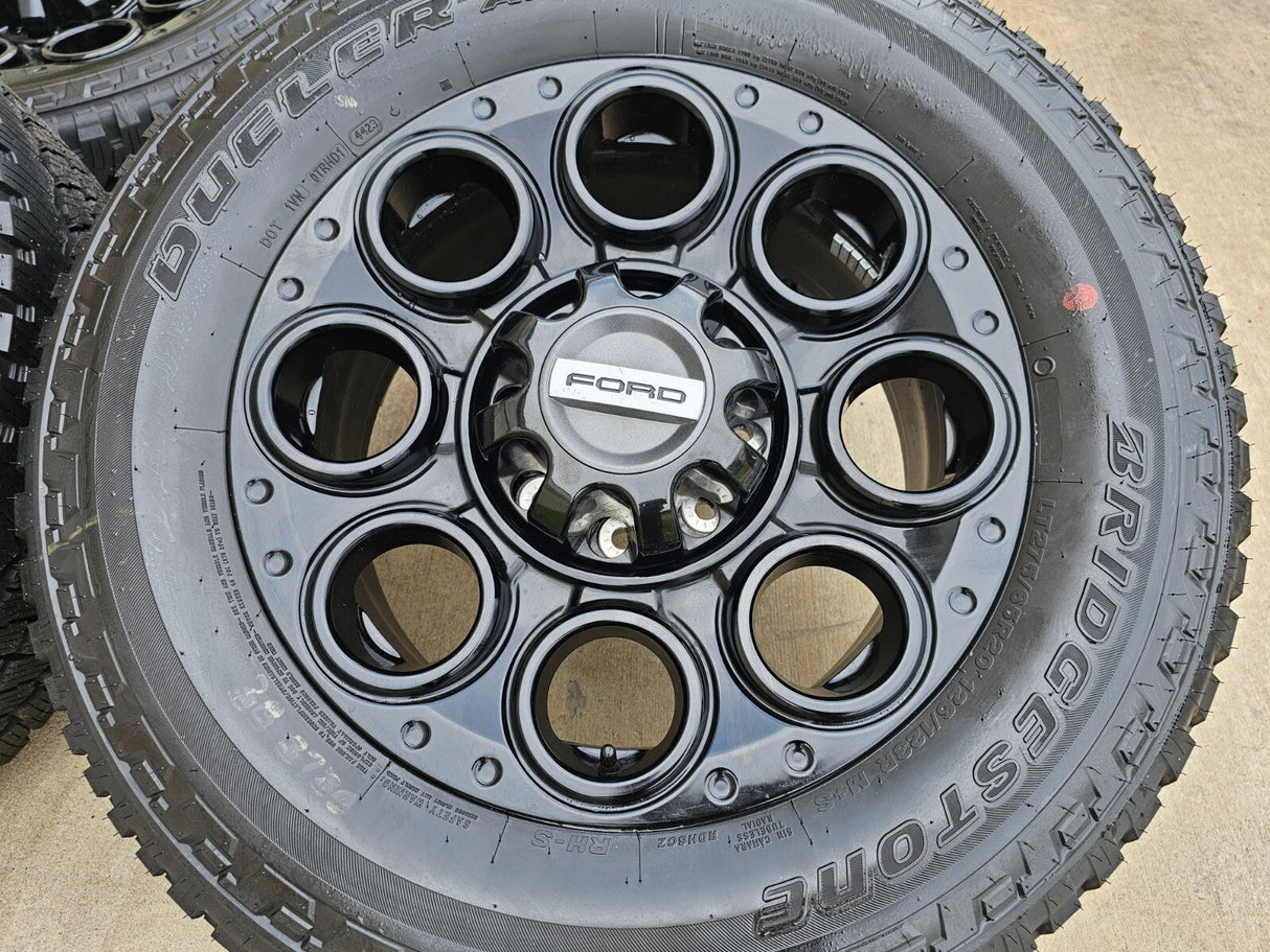 20" Ford F-250 F-350 OEM black LARIAT wheels rims 10299 tires BRIDGESTONE NEW Texas Truck Tire