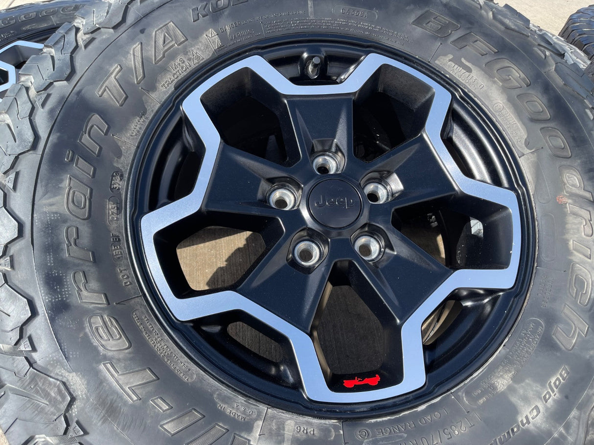 17" Jeep Wrangler Gladiator RUBICON OEM wheels rims tires 9237 black BFG KO2 A/T Texas Truck Tire