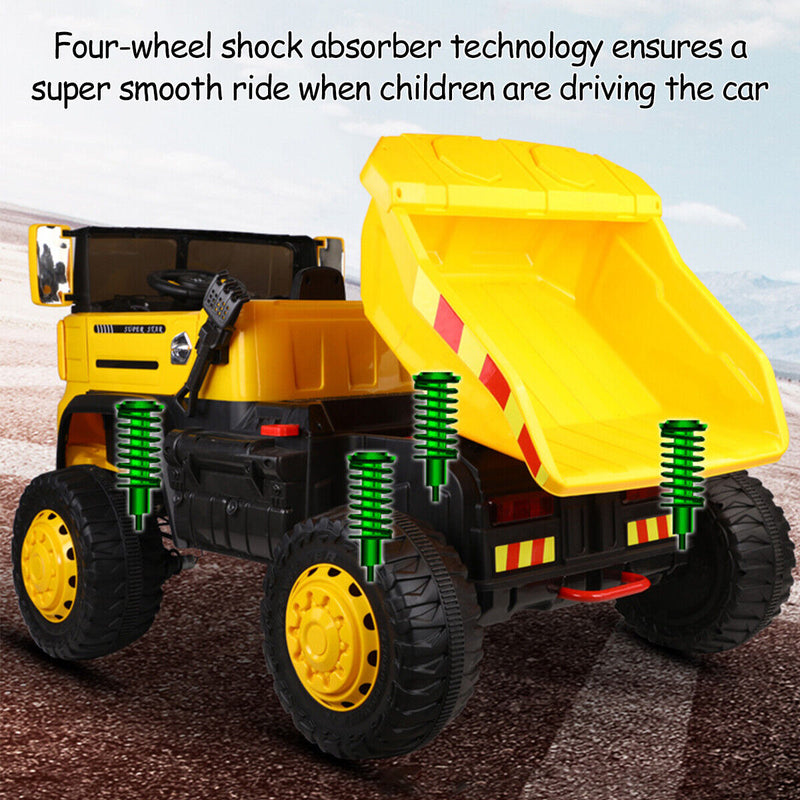 12V Ride-On Dump Truck Battery Operated Construction Loader Vehicle with Remote Control
