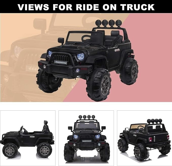 12V Electric Ride-On Pickup Truck for Kids with 3 Speeds and Remote Control, Black