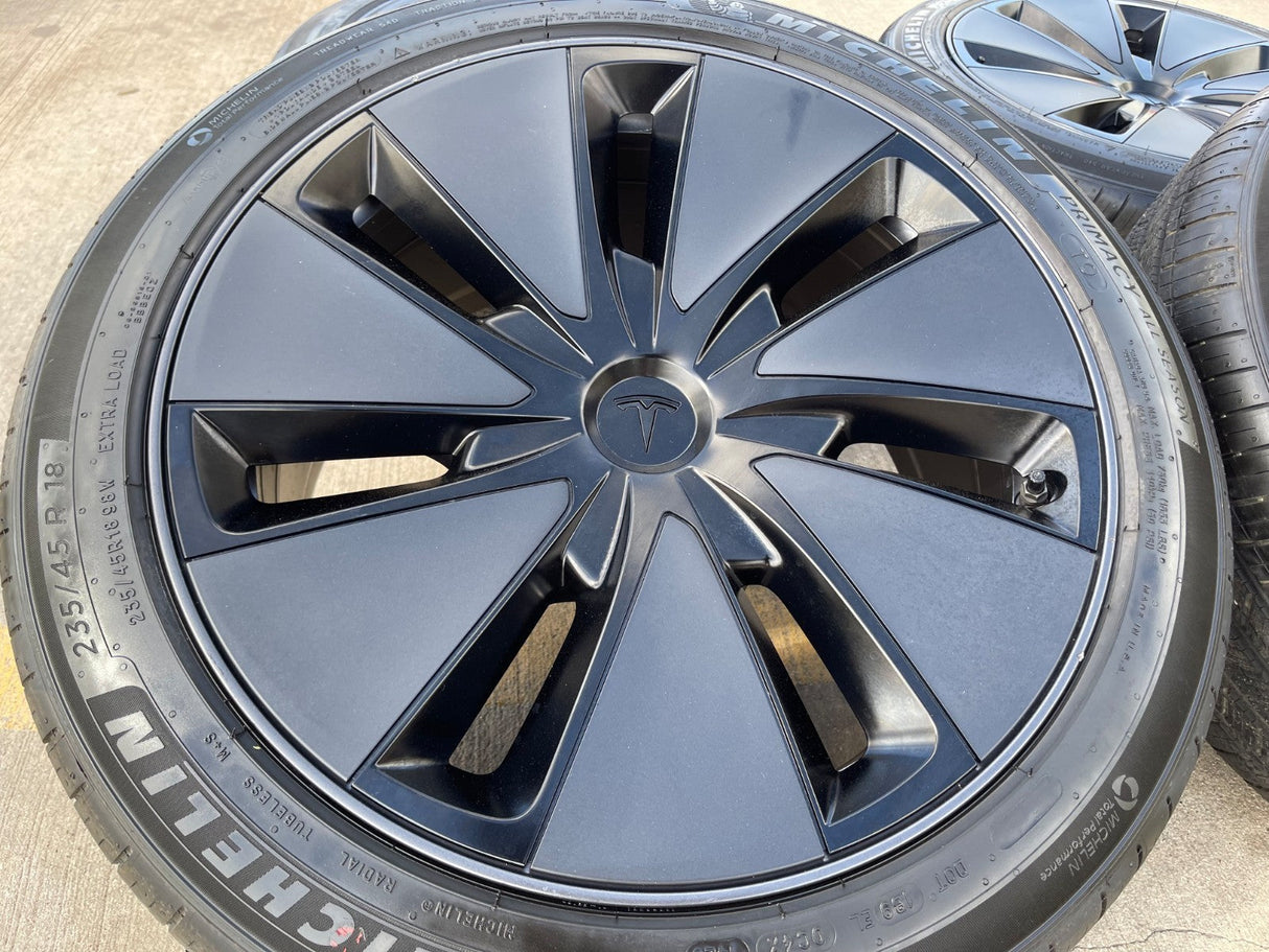 18" Tesla Model 3 OEM Photon 95910 wheels rims 2024 2025 2026 2027 NEW MICHELIN Texas Truck Tire