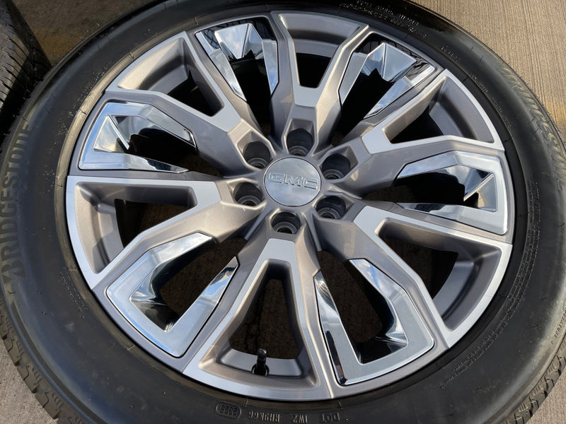 22" GMC Yukon Chevy Tahoe Escalade OEM 95513 14134 wheels rims BRIDGESTONE NEW Texas Truck Tire